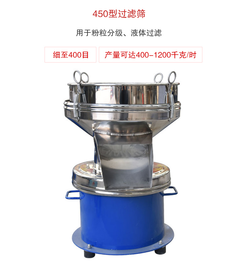 450型過濾篩用于粉粒分級、液體過濾